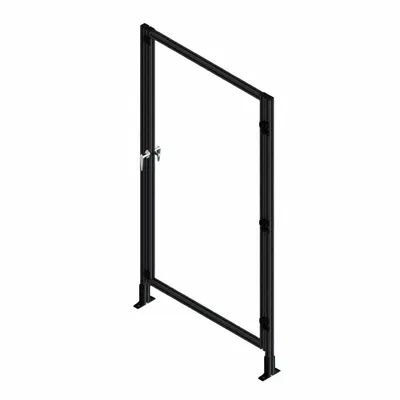 FAZTEK T-Slot Framing System Door: Stand-Alone, Black, Left Swing, 72 in H x 39 in W x 5 1/2 in D - Clear Plastic Standalone Door Kits