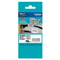 Black-on-white polyester continuous label roll cartridge for wire gauges from 16 AWG to 8 AWG. Compatible with P-Touch printer series. Used for identifying and organizing industrial wiring in electrical panels, manufacturing, and facility maintenance