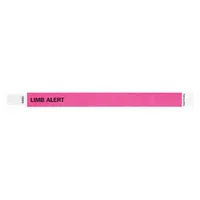 ID Wristband: Limb Alert, 10 in Overall Lg, 3/4 in Overall Wd, Tyvek®, Pink, 500 PK (MPN ALR-TP-07)