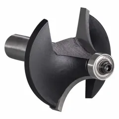 Carbide-tipped roundover profile router bit with a 2-inch cutter diameter. Designed for shaping decorative rounded edges on wood, plastic, and composite materials. Suitable for cabinetry, furniture making, and trim work.