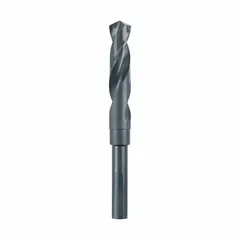 Black oxide high-speed steel construction with a 135° split point and parabolic flute design. The split point reduces walking during start-up, while the parabolic flute clears chips efficiently in deep-hole drilling. Suitable for drilling large-diameter holes in metal, wood, and plastic in industrial maintenance, fabrication, and construction applications.