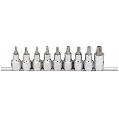 WESTWARD Socket Bit Set: 1 - 25 Pieces, 1/2 in Drive Size, 9 Pieces, T25 to T60 Tip Size Range - Security Torx Bit Socket Sets