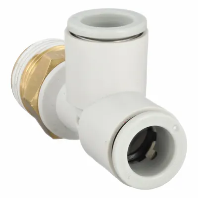 SMC KQ2Y10-03AS Push-Fit Tee Fitting, 3/8 in Pipe x 10 mm OD x 10 mm OD, White - Polybutylene & Brass Tube Fittings