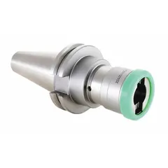Tension and compression tap chuck with CAT50 taper and Size 3 designation. Designed for industrial tapping operations, it compensates for spindle feed and tap pitch mismatches in CNC machining centers.