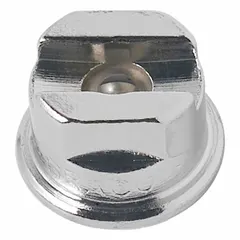 This GRACO airless spray gun tip has a 0.015 in orifice size and is designed for use with Flat Tip Guard series guards. It is compatible with manufacturer model number 220251. The silver tip is used for applying coatings in industrial finishing applications, such as painting machinery, equipment, and structural components.
