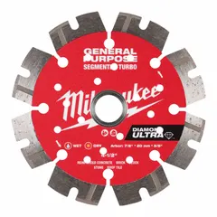 This 4-1/2 in diameter diamond blade is designed for wet or dry cutting of block, brick, pavers, rebar, and stone. Suitable for use with masonry saws in construction and demolition applications.