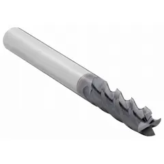 This carbide square end mill is designed for fast cutting of steel and cast iron. With an AlTiCrN coating and 4-flute geometry, it is suited for high-speed machining operations such as milling slots, shoulders, and contours. Mill diameter: 3/16", length of cut: 3/4".