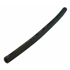 This bulk hydraulic hose features a single fiber-braid reinforcement for medium-pressure hydraulic fluid transfer. With a 1/4 in inside diameter and 1 53/64 in outside diameter, it is supplied in a 50 ft length. The hose operates in a temperature range of -40° to 212°F and is black in color. Typical applications include return lines and general-purpose hydraulic systems in industrial machinery, construction equipment, and agricultural systems.