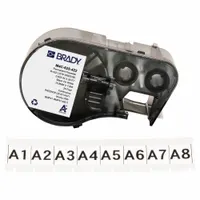Combined Label and Ribbon Cartridge: 5/8 in, 5/8 in x 25 ft, Polyester, Black on White (MPN M4C-625-422)