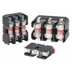This 1-pole open block design fuse block accepts UL Class T fuses and is rated for 600 V AC. It features box lug terminals and is non-indicating. Used in industrial power distribution, motor control centers, and panelboards for overcurrent protection.