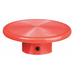 Non-illuminated, non-metallic mushroom head for push buttons. Made of red plastic with screw-on attachment. Compatible with 9001SK series operators. Used as a large actuator for control functions in industrial panels.