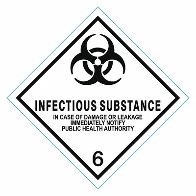 OEM DOT Container Label: Infectious Substance in Case of Damage - Class 6: Toxic, Poison Inhalation & Infectious Substances