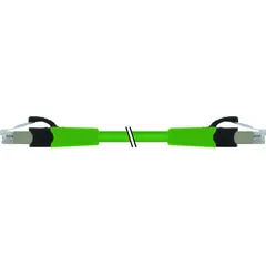 This shielded Cat6a cordset features RJ45 male straight connectors on both ends, a 1 m length, and a gray FRNC (Flame Retardant Non-Corrosive) cable jacket. Rated IP20, it is suitable for indoor industrial Ethernet applications requiring high-speed data transmission.