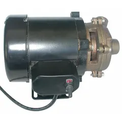 This Dayton marine straight centrifugal pump is constructed with brass for resistance to saltwater corrosion. It operates on 115V AC and delivers a maximum head of 14.5 ft. The pump features 3/4-inch and 1/2-inch intake and discharge sizes, suitable for circulating or transferring water and other non-corrosive fluids in marine environments such as bilge pumping, deck washdown, or engine cooling systems.