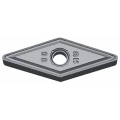 Diamond indexable turning insert for precision machining of non-ferrous materials, ceramics, and composites. Used in CNC lathe operations for finishing and semi-finishing cuts requiring high surface quality. Features VNMG geometry for general turning applications.