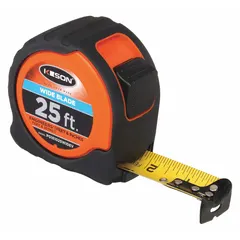 Engineers-scale tape measure with a 25 ft blade marked in feet and 1/100 ft increments on an SAE/Engineers Scale. Features a nonmagnetic single hook tip, finger brake, and manual lock. Housing is black plastic with rubberized grip. Suitable for precision layout and measurement tasks where magnetic interference must be avoided.