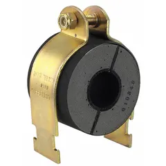 Zinc-plated steel strut clamp designed to secure 2 5/8 in pipe or 2 3/5 in copper tube. Includes mounting hardware and a polyurethane cushion that reduces vibration and prevents galvanic corrosion. Suitable for general-purpose tube support in industrial strut systems.
