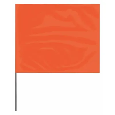 PRESCO PRODUCTS Marking Flag: 2 1/2 in x 3 1/2 in Flag Size (HxW), 36 in Staff Ht, Orange - Plain Marking Flags with Wire Staff