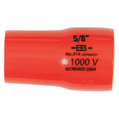 WIHA Insulated Socket: 3/8 in Drive Size, 1/2 in Socket Size, 1 1/8 in Overall Lg - 3/8" Drive SAE Insulated Hand Sockets