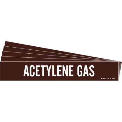 BRADY Acetylene Gas Adhesive Pipe Marker - Acetylene Gas Adhesive Pipe Markers