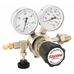 Single-stage regulator with CGA 580 inlet connection and 1/8" tube outlet, rated for 150 psig. Stainless steel diaphragm ensures purity for air and inert gas applications in laboratories, analytical instrumentation, and industrial processes.