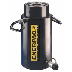 Single-acting hydraulic ram with 100 ton nominal capacity and 8 in nominal stroke length. Constructed with an aluminum body for reduced weight. Suitable for lifting, pressing, and positioning heavy loads in industrial maintenance, construction, and manufacturing applications.