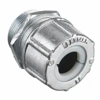 Straight metallic cable grip with 1-1/4 in MNPT box connection, accepting cord diameters from 1.00 to 1.13 in. Iron body in silver finish, rated IP66 for liquid-tight sealing and Class I, Division 2 for hazardous locations. Overall length 2-7/16 in. Used to secure and seal flexible metal conduit or cord in industrial wiring applications
