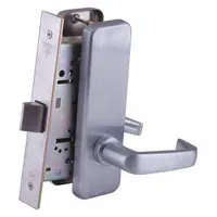 This passage lever lockset (ANSI F01) allows free egress from both sides, suitable for interior doors where locking is not required, such as hallways or closets. The satin chromium-plated stainless steel finish resists corrosion, and the ADA-compliant lever ensures accessibility. Interchangeable core allows quick rekeying for key-system flexibility