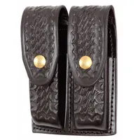 GOULD & GOODRICH, INC. Magazine Pouch: Black, Leather, Basket Weave, Snap Closure (MPN B627-7WBR)