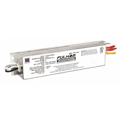 FULHAM Fluorescent Ballast: 120V AC, 1/2 Lamps Supported, 6 1/2 in Overall Lg - Instant Start Electronic Fluorescent Ballasts