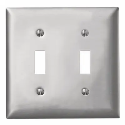 HUBBELL Wall Plate: Toggle, 2 Gang, Silver - General Purpose Wall Plates