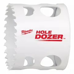 This bi-metal hole saw cuts through wood, metal, and plastic. With 3.5 teeth per inch and a 1-5/8 in maximum cutting depth, it is suited for electrical, plumbing, and HVAC installations. Arbor not included.