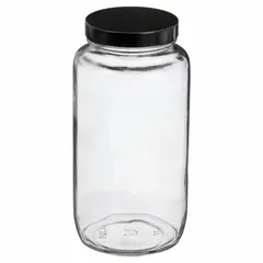 Clear Wide Mouth Round Glass Lab Bottles, 960 mL, 70-400, Colorless, Pack of 12