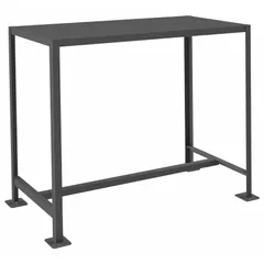 Fixed-height steel-top worktable with a 48 x 24 inch work surface and 2,000 lb overall load capacity. Suitable for heavy-duty industrial workstations, assembly lines, and maintenance areas. Not expandable or modular.