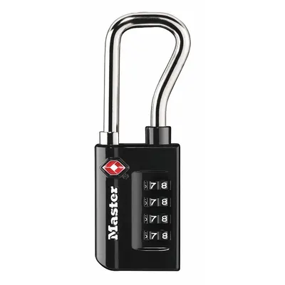 MASTER LOCK Combination Padlock: Scrolling Combo, Black, Zinc Die-Cast, Long Shackle - TSA Approved Luggage Combination Padlocks