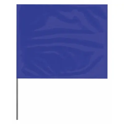 PRESCO PRODUCTS Marking Flag: 4 in x 5 in Flag Size (HxW), 30 in Staff Ht, Blue, Blank - Plain Marking Flags with Wire Staff