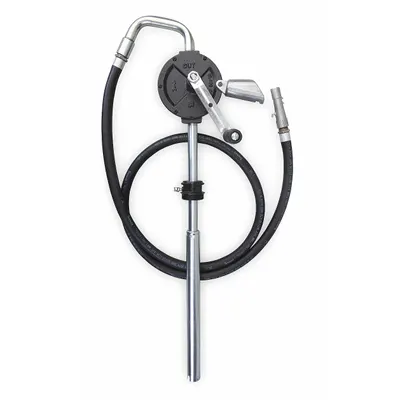 Dayton Hand Pump: Rotary Action, Pump with Hose & Nozzle, Cast Iron Housing - Rotary-Crank Drum Pumps