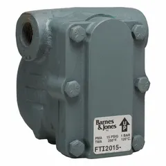 This cast iron in-line float and thermostatic steam trap automatically drains condensate from steam lines while preventing steam loss. With a 3/4 in FNPT connection, it handles up to 1,129 lb/hr at 15 psig and 345°F maximum. The stainless steel float ensures reliable operation in horizontal installation for steam mains and heat exchangers.