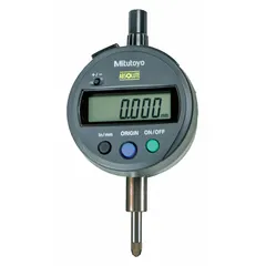 This digital indicator offers a measurement range of 0 in to 0.5 in / 0 mm to 12.7 mm with 0.0001 in accuracy and resolution. It features a non-removable flat back, 66 mm body diameter, and IP42 rating. The inch/metric display supports precision measurement tasks in machining, quality control, and inspection.