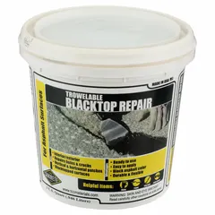 This limestone asphalt mix compound is used for repairing cracks, potholes, and surface damage on asphalt surfaces. Applied by trowel, it provides a black finish. Suitable for driveways, parking lots, and walkways.