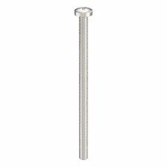 Pan head machine screws with M4x0.70 thread, 70 mm length, made of 18-8 stainless steel with plain finish. Phillips drive size #2. Supplied in a 50-pack. Used in industrial assembly and maintenance for fastening components into tapped holes or with nuts, suitable for applications with limited clearance.