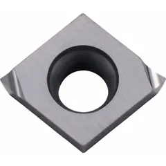 Diamond indexable turning insert for precision machining of non-ferrous materials. Used in finishing operations on aluminum alloys, copper, and plastics. Suitable for applications requiring tight tolerances and fine surface finish.