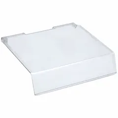 Clear plastic lid designed for use with AKRO-MILS hanging and stacking bins. Compatible with manufacturer model number 30235. The transparent material allows visual identification of contents without removal. Commonly used in industrial, warehouse, and workshop settings to keep small parts clean and contained.