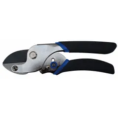 These pruning shears feature a steel blade and metal handles for cutting live branches and dead wood up to 5/8 inch in diameter. The cushioned grip provides comfort during use. Suitable for general gardening and landscaping tasks.
