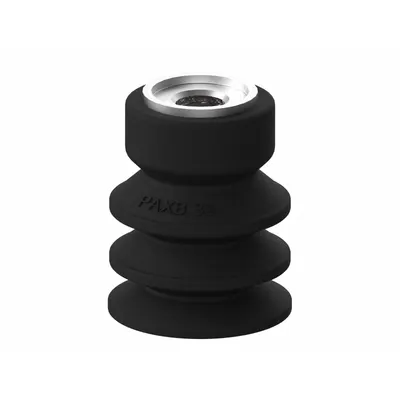 PIAB Vacuum Pad: Multi-Bellows, w/o Adapter, 32 mm Pad Dia, Nitrile/PVC, Black - Multi-Bellows Type Automotive Industry Vacuum Pad Assemblies