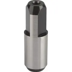 This extractable diamond locating pin is made from tool steel with a 10 mm shank outside diameter and 30 mm shank length. The diamond-shaped tip provides two-point contact for precise positioning in jigs and fixtures, compensating for thermal expansion or minor misalignment during machining or assembly operations.