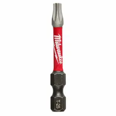 This 25-pack of impact-rated Torx bits features a T25 size with a hex shank for use with impact drivers and power tools. Constructed from alloy steel, these bits are suited for driving Torx fasteners in assembly and maintenance tasks.
