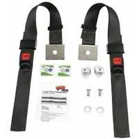 Nylon strap for securing large equipment to walls, rated for 200 lb. Includes two 3/8 in x 3/4 in 16-Tpi Grade 5 bolts. Used in seismic restraint systems for industrial machinery, piping, and electrical panels
