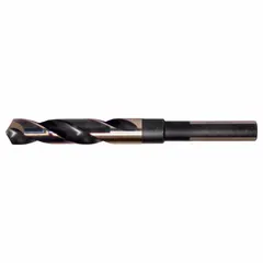Black & Gold HSS Silver & Deming drill bit with 118° split point and 3-flats shank. Designed for drilling large-diameter holes in metal, wood, and plastic. The split point reduces walking and requires less thrust.