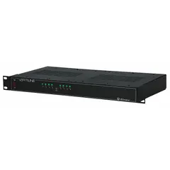 Steel-enclosed power supply board providing 24 VAC at 5 A from a 115 V AC input. Features eight fused outputs for distributed power in control panels, security systems, and automation racks. Designed for rack-mount installation.